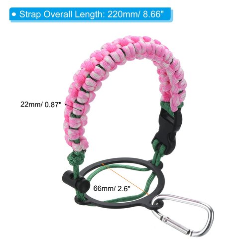 PATIKIL Water Bottle Holder, Paracord Handle Carrying Lanyard Strap Carrier with Ring for 12oz to 64oz Wide Mouth Bottles, Pink