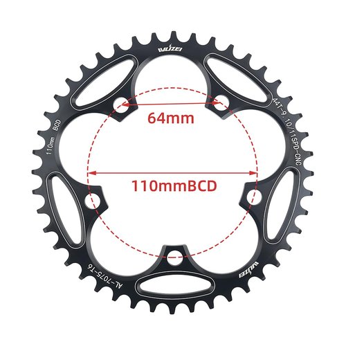 KTKEET 110/130 BCD Chainring 36/38/40/42/44/46/48/50/52/54/56/58/60T 5 Screws Round Narrow Wide Bicycle Chainring for 9/10/11 Speed Road Bike Folding Bicycle (110BCD 48T)