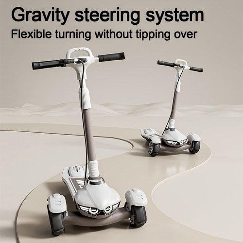 Aeneadbaby Large Kids Scooter, Toddler Scooter for Kids 3-18 & Adults, Safe Dual Brakes (Foot Brake/Hand Brake) & Bluetooth Music with Lights, 5-Level Adjustable & One-Click Folding Kick Scooter.