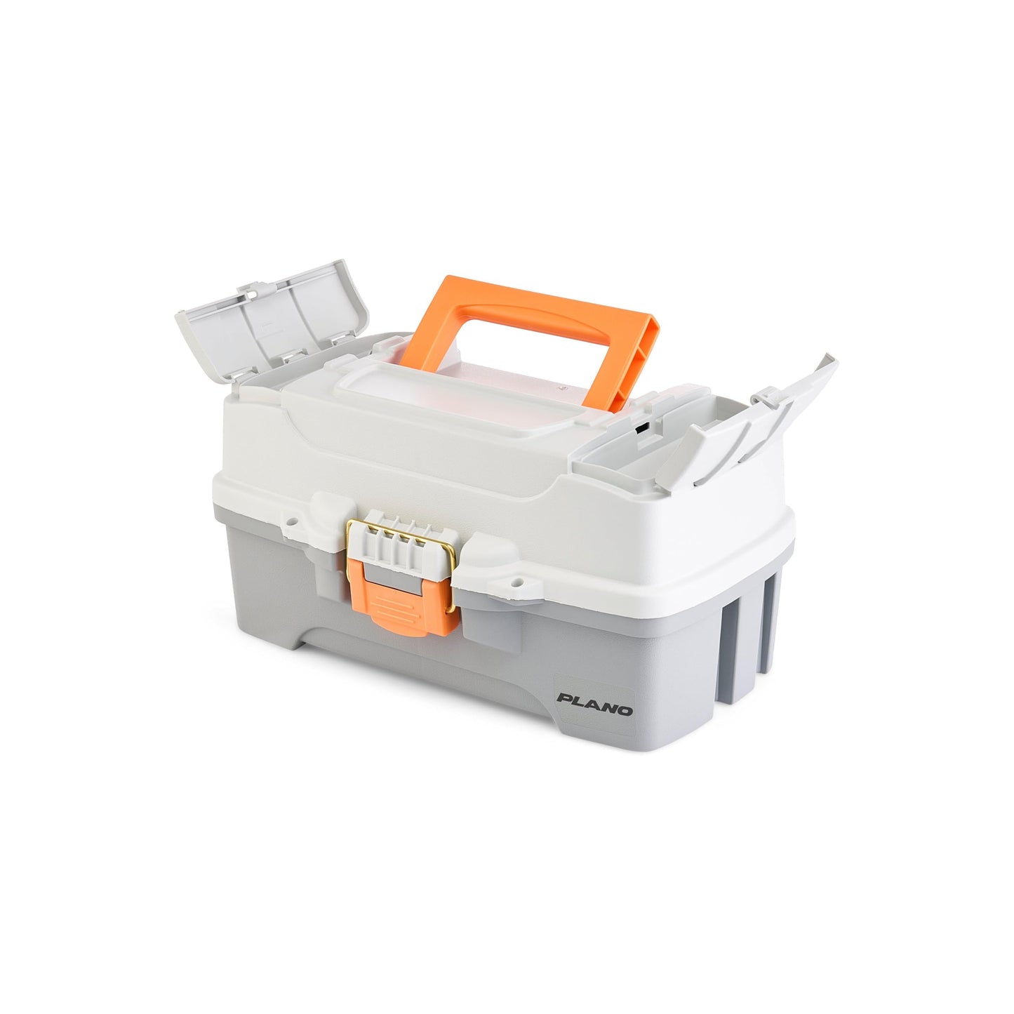 Plano One-Tray Tackle Box, Light Grey/Dark Grey, Rust-Proof Brass Latch, Top-Access Tray with Deep Storage, Made in the USA, Portable Fishing Gear Storage Organizer