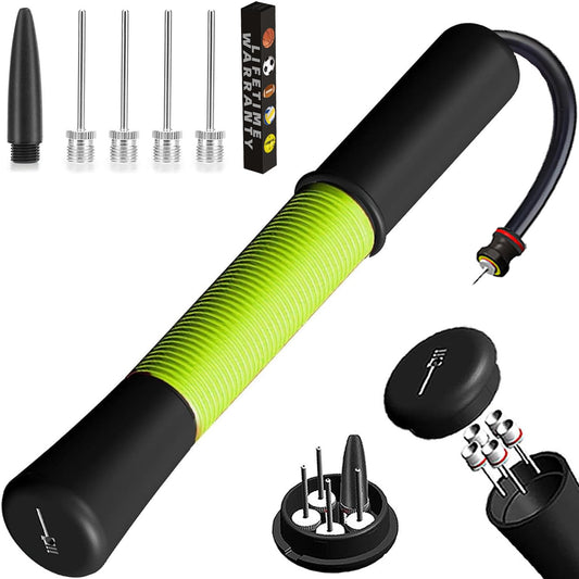 Ball Pump with Needle Storage, 5 Needles & Extension Hose for Sports Balls