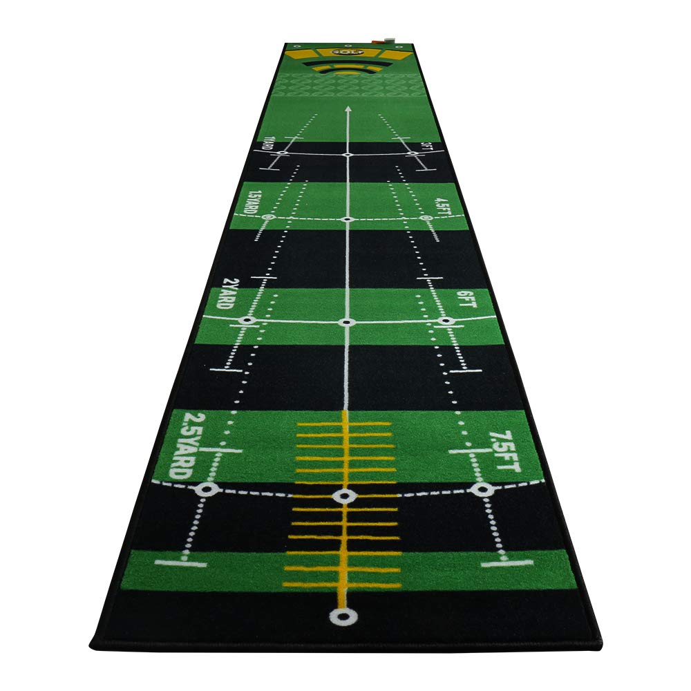 Symbiontia Golf Putting Green Mat 10 ft X 20 in Training Aid Mat, Multi Distance Mark Practice Putting mats,Anti-Slip Backing Golf Putting mat for Indoor/Outdoor Hitting Mat for Golf Enthusiast