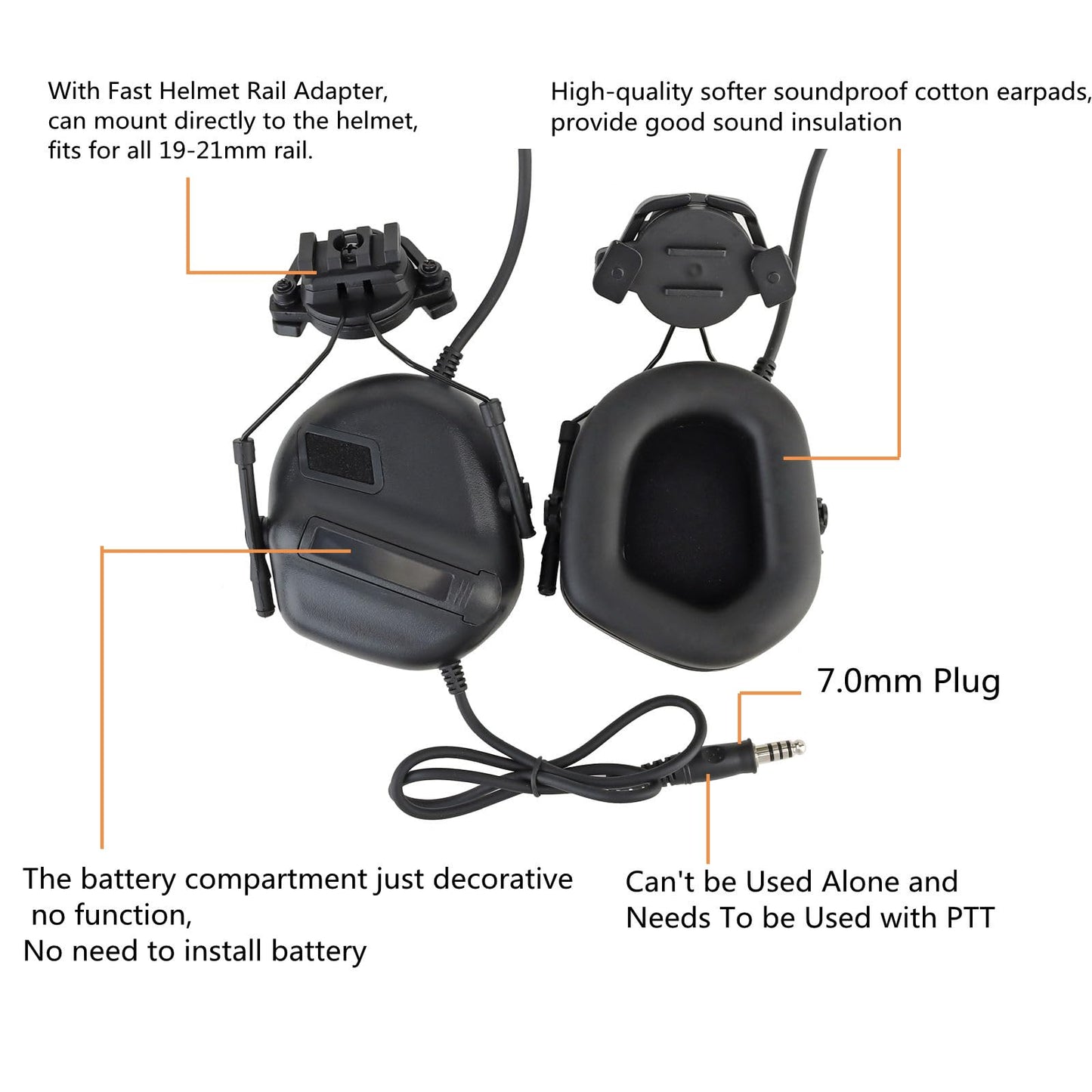 Airsoft Fast Helmet Set Tactical Paintball Helmet with Military Headset and Helmet Cover Memory Foam Protective Pad Adjustable Size for Adult and Teenager (Black)