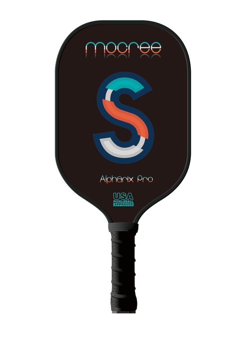 MOCREE 2025 Alpharix Pro USAPA Approved Pickleball Paddle – T700 Carbon Fiber with Power and Big Spin |Mid Weight Paddle for Intermmediate or Big Hands | Unique Initial Design, Letter S