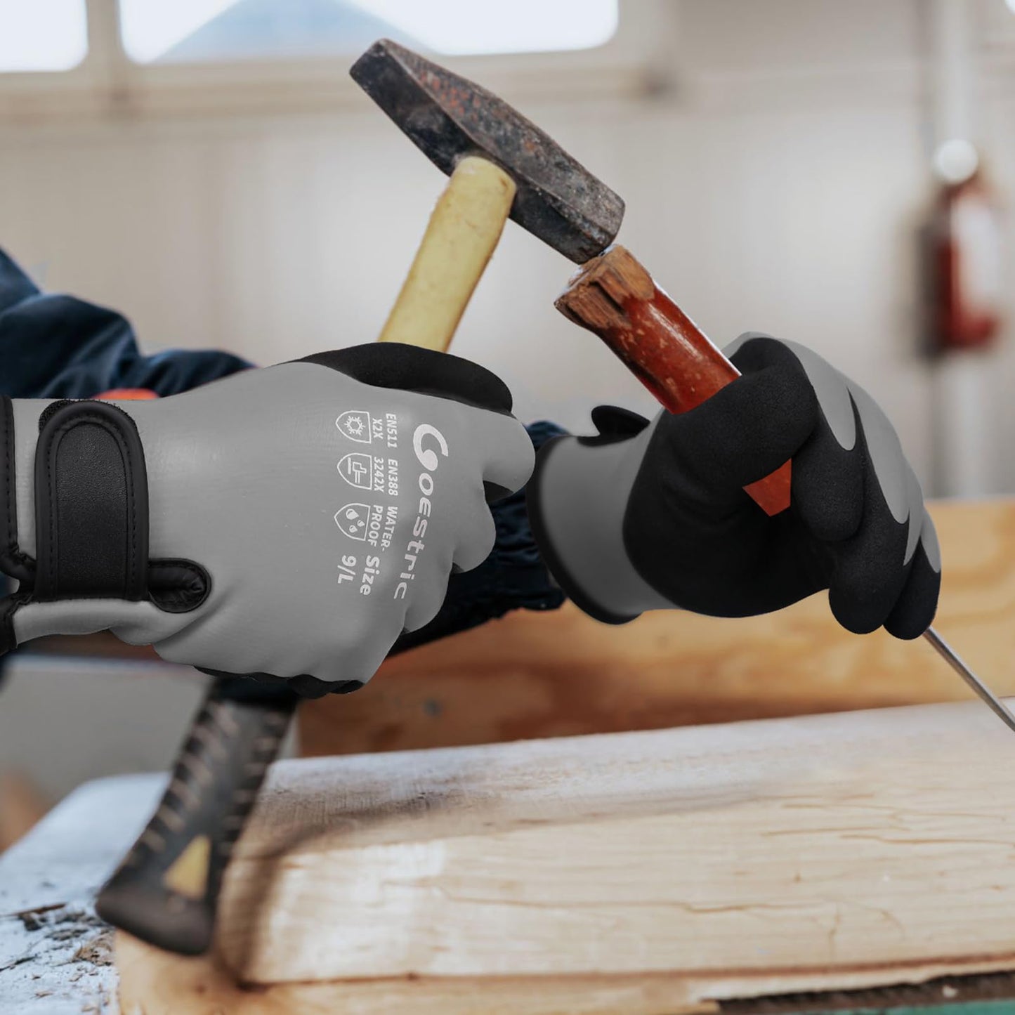 Waterproof Winter Gloves for Men & Women, Insulated Work Gloves with Grip for Cold Weather, Construction & Snow Work(1pair, Grey L)