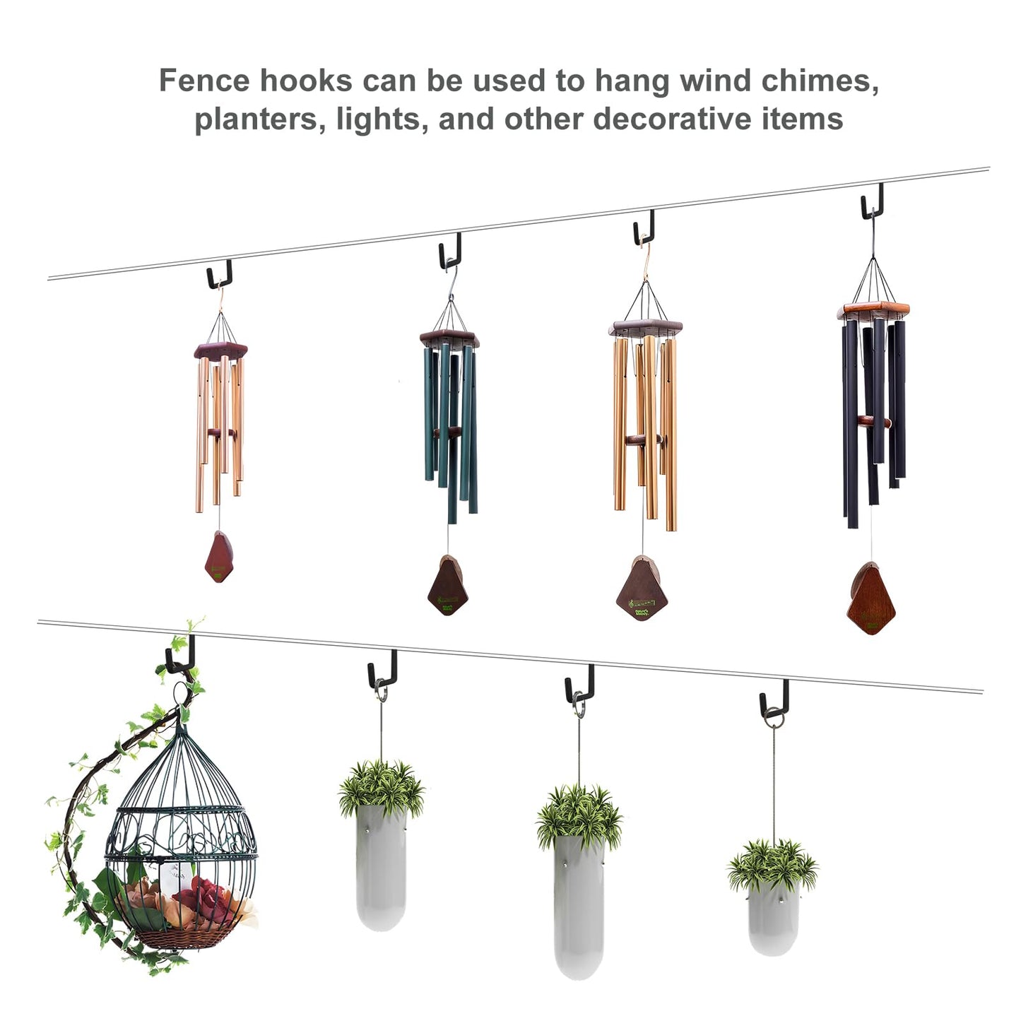 Gueryee Rafter Hanger Hook 2 Pcs, Large S Hooks, Upgraded Fence Hangers, Ladder and Bike Hanging Hooks for Storage, Heavy Duty Garage Utility Rafter Hook for Hanging Hose, Plants, Chairs and More