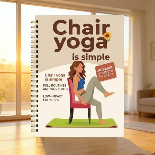 30-Day Chair Yoga Guide by [Brand Name] - 60 Workouts for Weight Loss & Flexibility | Spiral Bound, 5.5x8.3 Inch, Beige