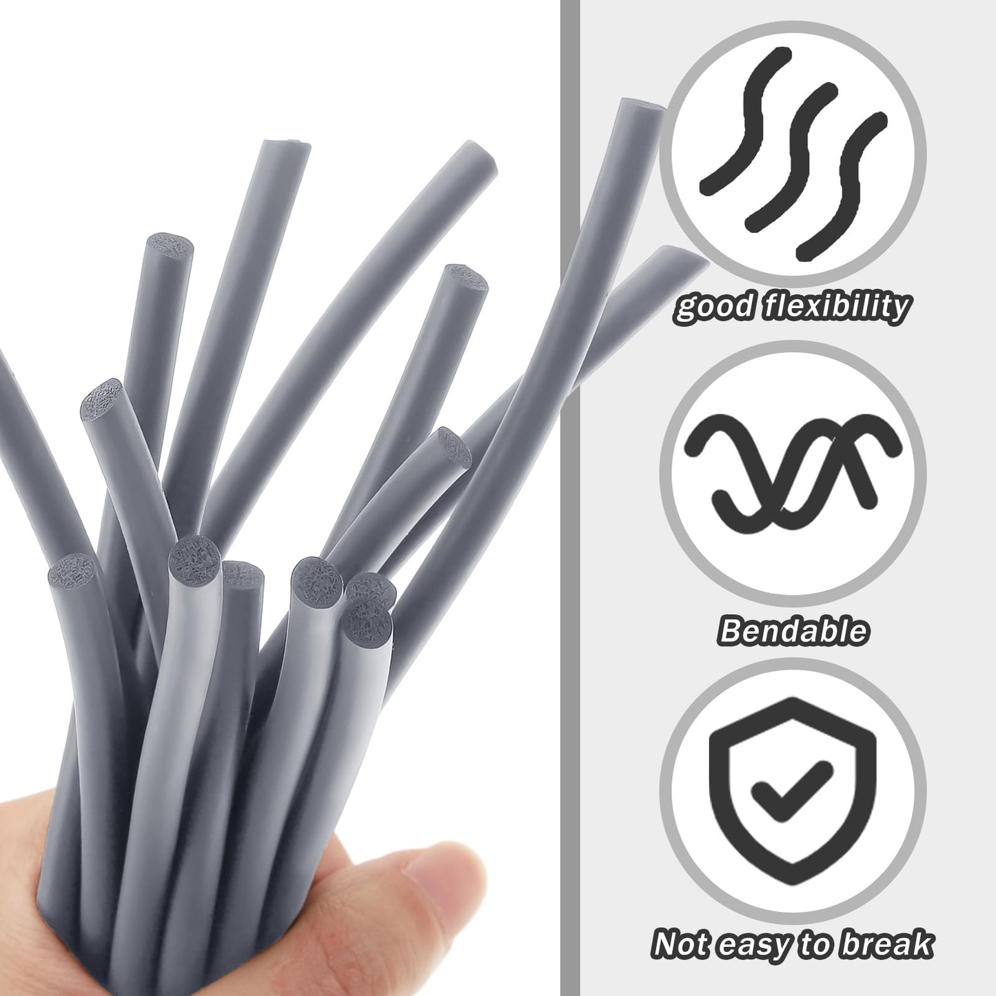 Frienda Backer Rod Foam Rubber Caulk Saver Concrete Expansion Joint Filler Weather Strip Seal for Gaps and Joints (Grey,1/8 Inch X 50 ft)