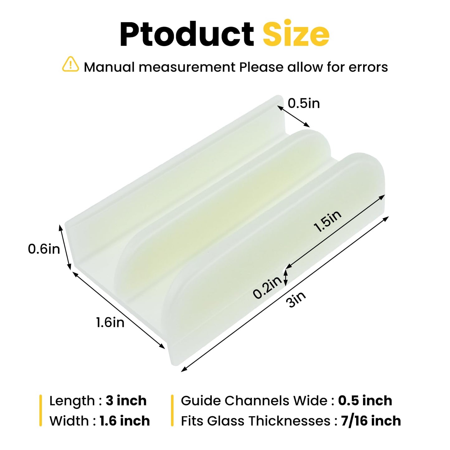 HONSNKS 2 Pcs M6219 Sliding Shower Door Bottom Guide, Plastic Shower Door Guide with 1/2 in Channel, Glass Shower Door Track Guide for Sliding Shower Door (Top Hung) Tub Enclosure Systems