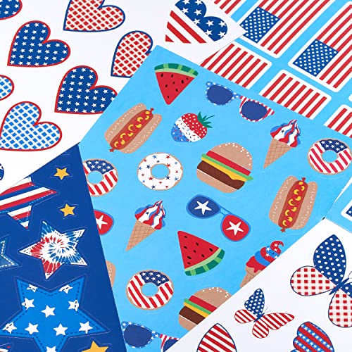 Patriotic Stickers Variety Pack - American Flag & Summer Treats - 20 Sheets - Memorial Day