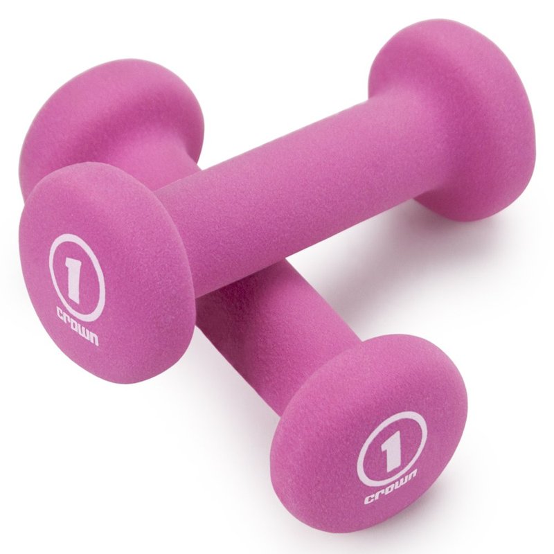 Crown Sporting Goods Neoprene Body Sculpting Hand Weights (1-Pair), 1-Pound, Fuchsia