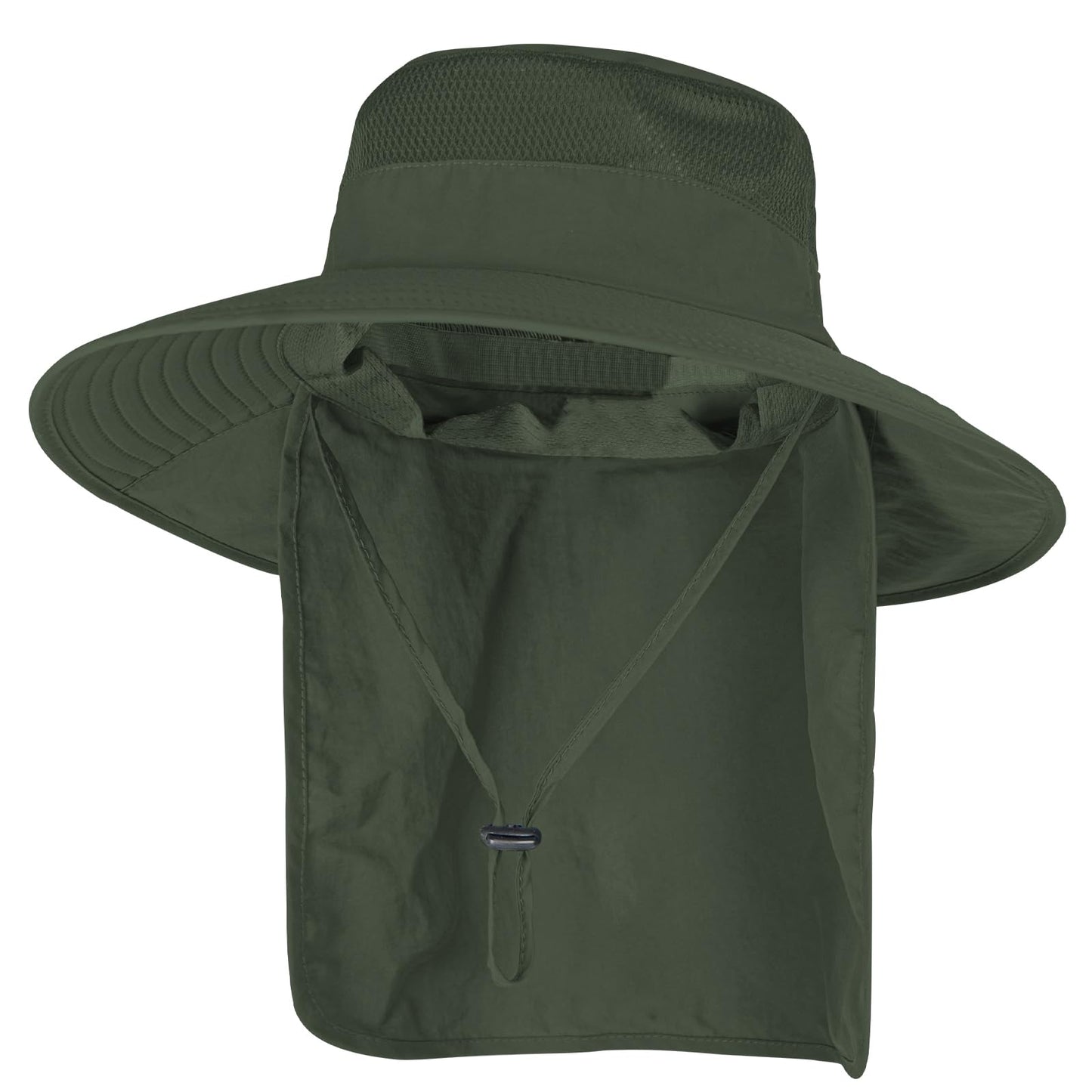 2Pack Sun Hats for Men Women Fishing Hat UPF 50+ Breathable Wide Brim Bucket Hats Summer UV Protection Safari Hat with Neck Flap Black/Army Green