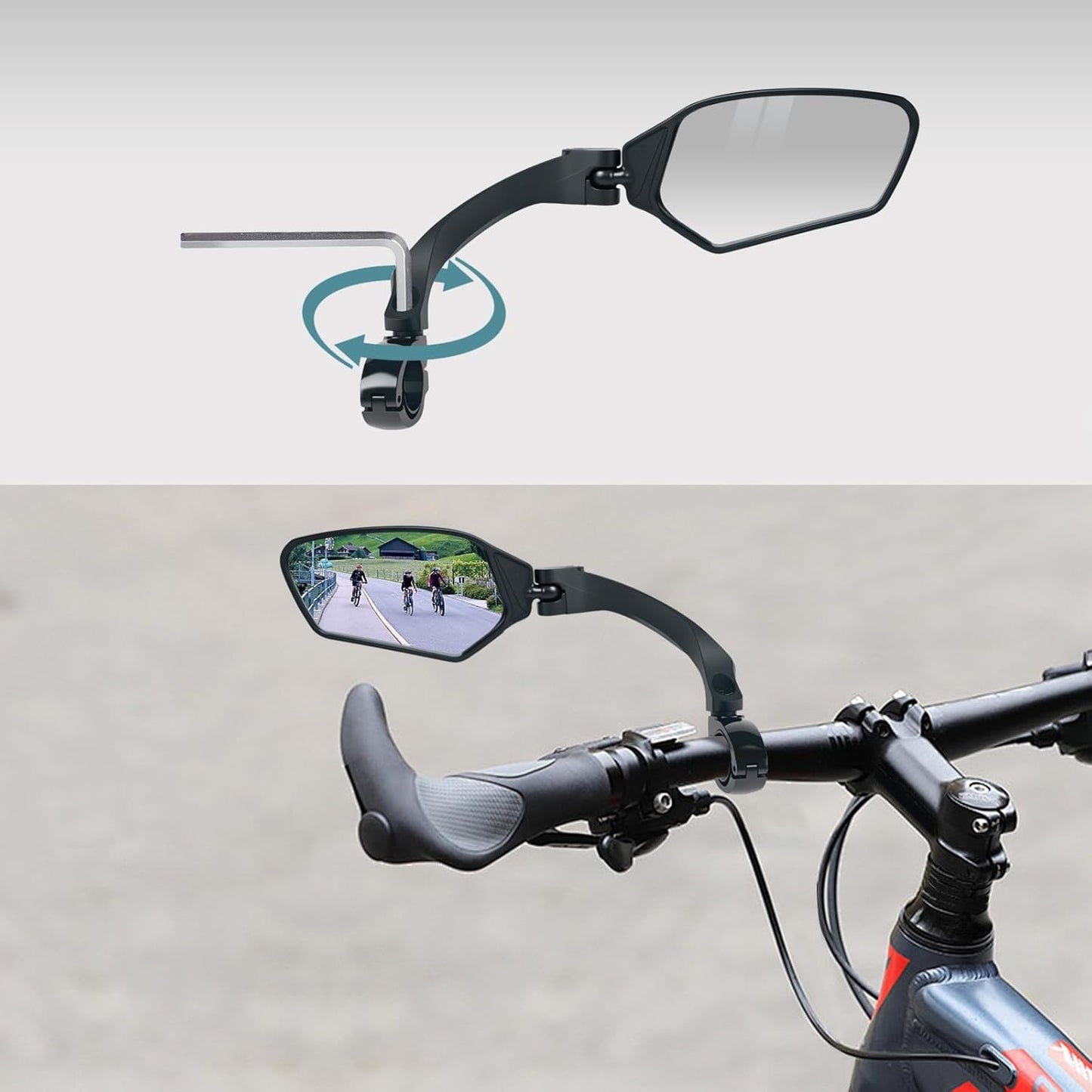 Skiennix Adjustable Handlebar Bike Mirrors - HD Shatterproof, 360° Rotatable, Universal Fit (1 Pair)