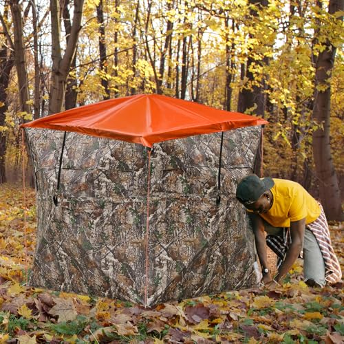 58x58 Inch Blaze Orange Safety Hunting Blind Cover Panels - Waterproof Ground Cover