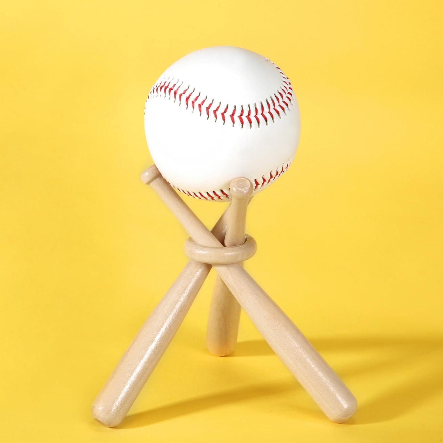 Mudder Baseball Display Stand Holders Bat Racks Wooden Balls Display Cases Bulk Baseball Centerpieces for Sports Theme Birthday Party Decorations Sports Lover Gifts(Light Brown,3 Pack)