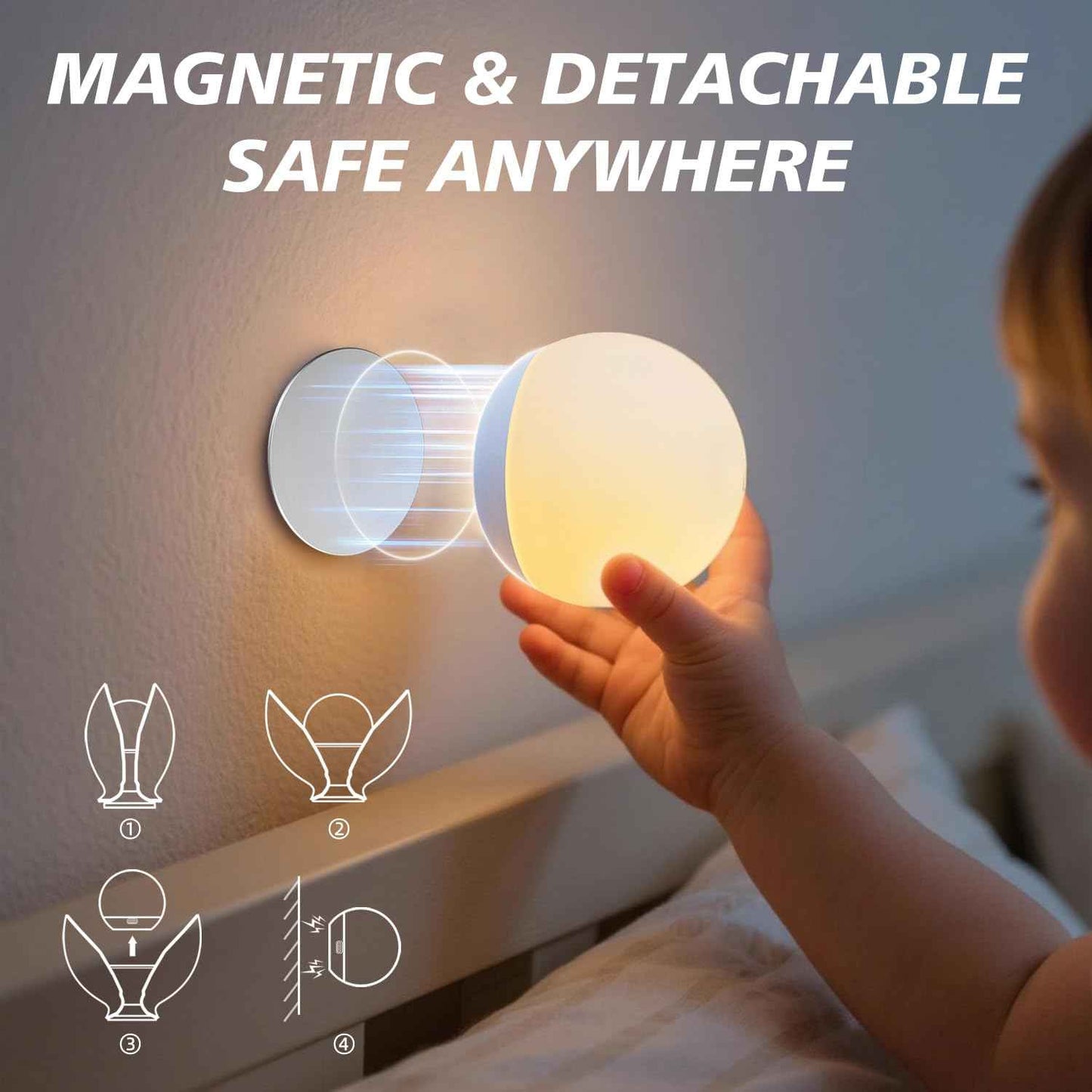 Baby Night Light, Nursery Night Lamp for Breastfeeding, Soft BPA Free Silicone Portable Night Light, 7 Colors Changing & Stepless Dimming, 1h Timer & Touch Control, Rechargeable night light for Kids