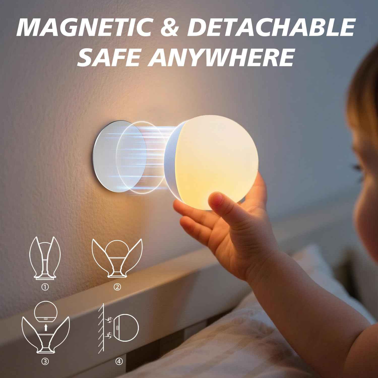 Baby Night Light, Nursery Night Lamp for Breastfeeding, Soft BPA Free Silicone Portable Night Light, 7 Colors Changing & Stepless Dimming, 1h Timer & Touch Control, Rechargeable night light for Kids