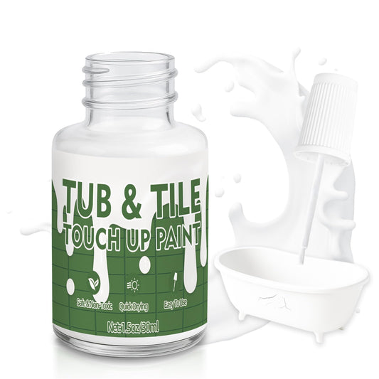 AstraVox White Tub and Tile Paint, 1.5 Oz Bathtub Touch Up Paint Pen for Countertops, Porcelain, Sink, Ceramic Tile, Strong Adhesion & Waterproof & Quick Dry, for Repairing Scratches, Spots and Chips