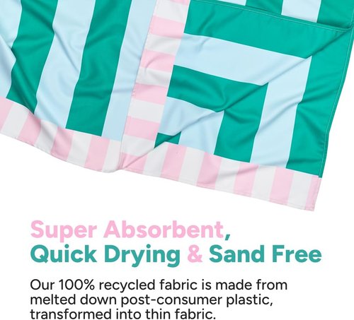 Dock & Bay Beach Towel - Quick Dry & Sand Free - Compact & Lightweight - Large Pastel Pier (160x90cm)