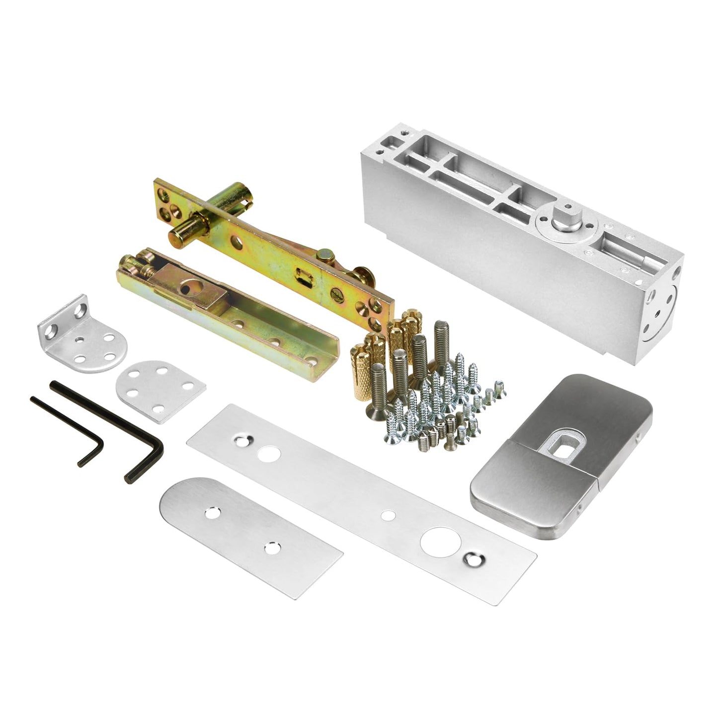 GEKRONE Self Closing Concealed Door Pivot Hinges Heavy-Duty Spring Hydraulic 360 Degree Rotation Stainless Steel Invisible Wooden Secret Hidden Door Hinge System Adjustable Speed Door Weighs 220 Lbs