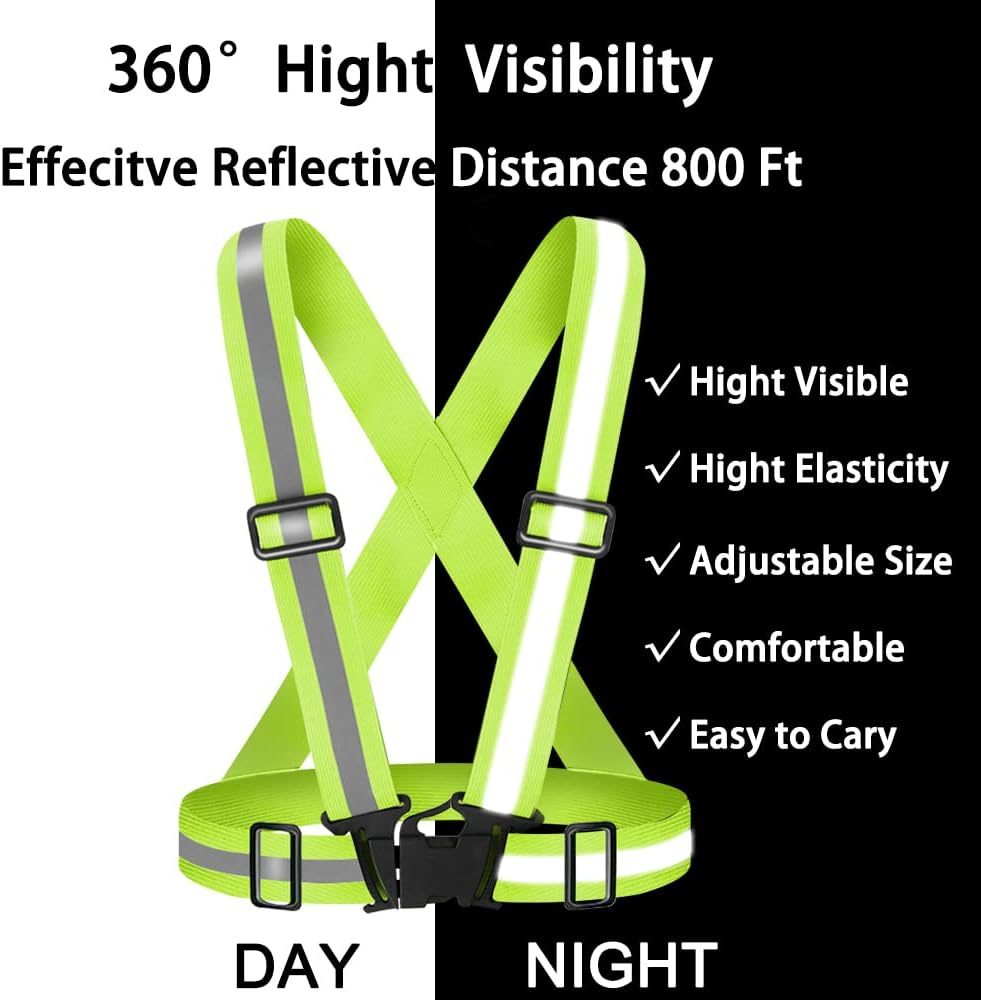 Skiennix High Visibility Reflective Vest - Adjustable Safety Gear for Running, Walking, and Cycling