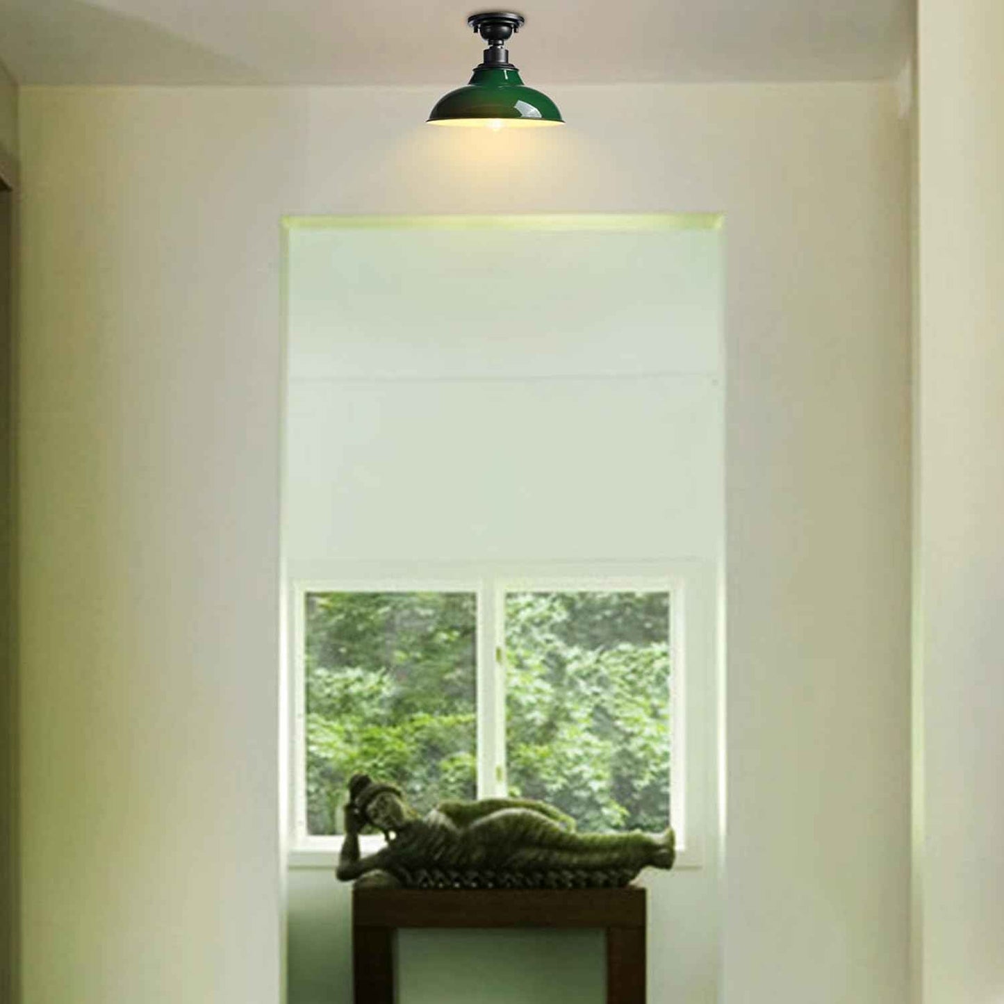 12-Inch Farmhouse Semi Flush Mount Ceiling Light - Black Industrial Barn Fixture for Bedroom, Kitchen, Foyer