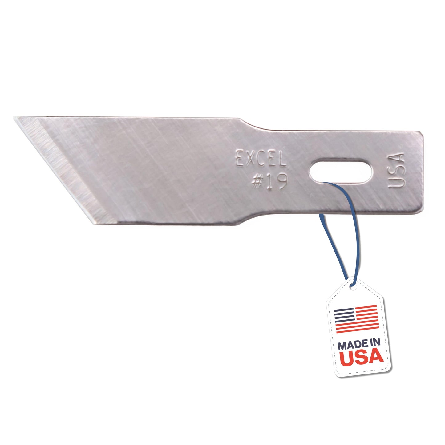 Excel Blades #19 Angled Wood Chisel Blades – 100-Pack 1-Inch Carbon Steel Craft Knife Replacement Blades – Ideal for Cutting, Chiseling, and Precision Carving - Made In USA