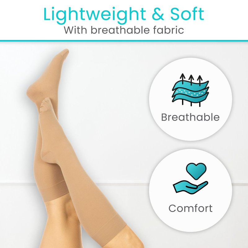Vive Knee High Compression Socks for Women & Men – 15-20mmHg Medical Support Stockings for Varicose Veins, Swelling, Soreness & Airplane Travel – Breathable TED Hose for Legs & Feet (Beige,Black) (Beige, XX-Large)