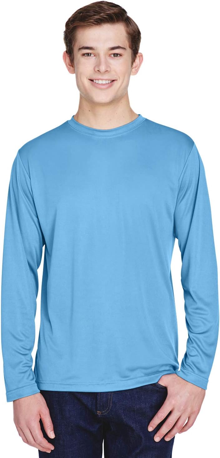 Team 365 Men's Zone Performance Long-Sleeve T-Shirt - Lightweight Sporty Style in Light Blue