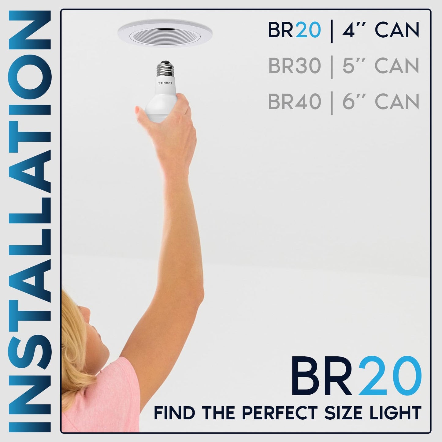 LUXRITE BR20 LED Bulb, 45W Equivalent, 2700K Warm White, Dimmable, 460 Lumens, R20 LED Flood Light Bulb 6.5W, Energy Star, Damp Rated, E26 Base, Perfect for Recessed and Track Lighting (12 Pack)