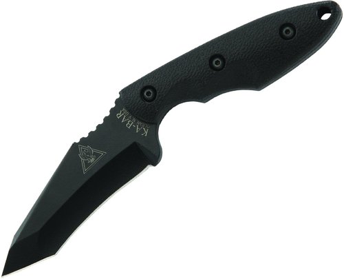 KA-BAR TDI Hinderer Hell Fire Fixed Blade Knife 3.563" Tanto Point 1095 Cro-Van Black Blade Ultramid Handle Black