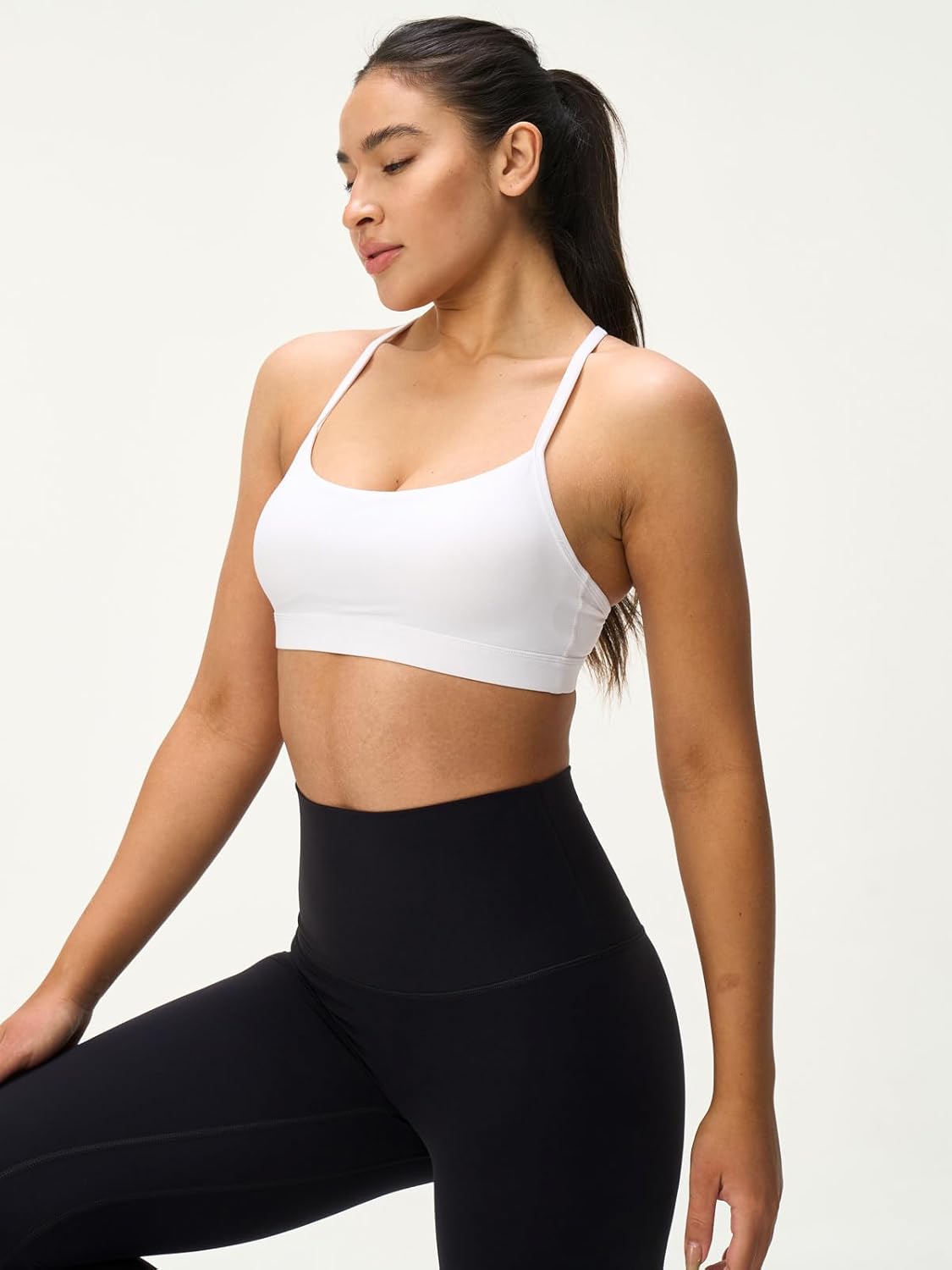 Skiennix Women's Y-Back Padded Sports Bra - Soft, Strappy U-Neck Design for Low Impact Workouts