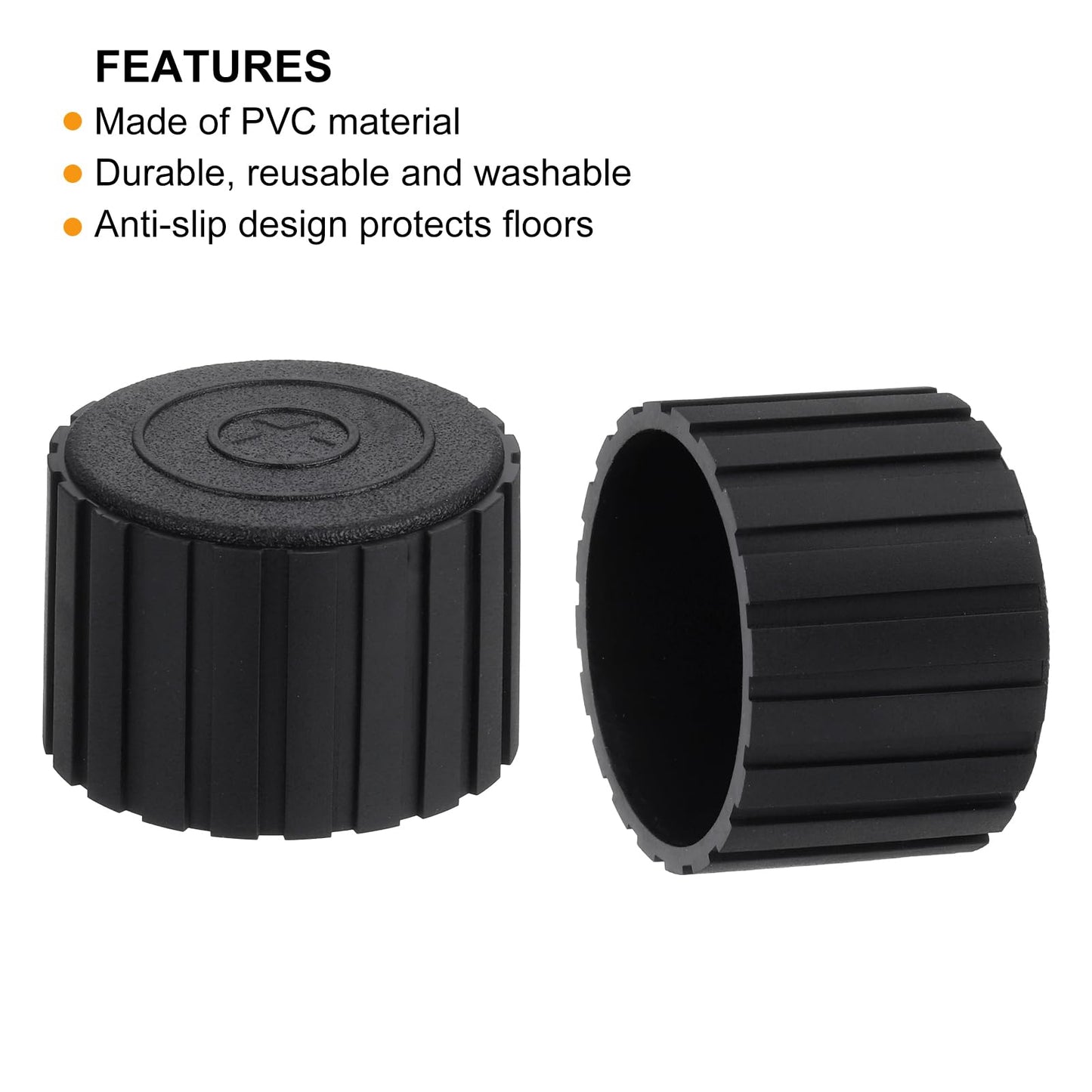 uxcell 4Pcs Chair Leg Tips Caps, 1-3/4" PVC Non-Slip Feet End Caps Cover, Round Chair Leg Floor Protectors for Furniture, Black