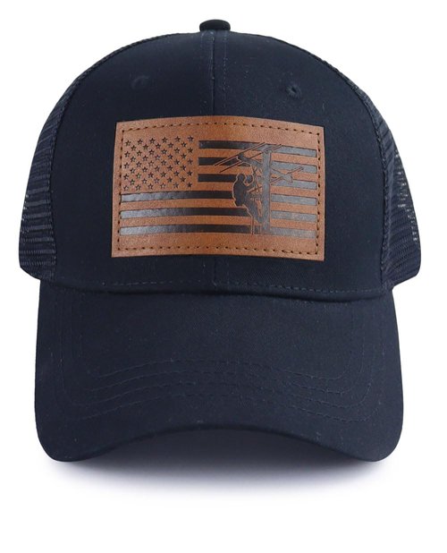 Lineman Gifts for Men, Lineman Accessories American Flag Trucker Hat, Electrician Baseball Cap, Fathers Day Retirement Birthday Gifts for Dad Papa Black