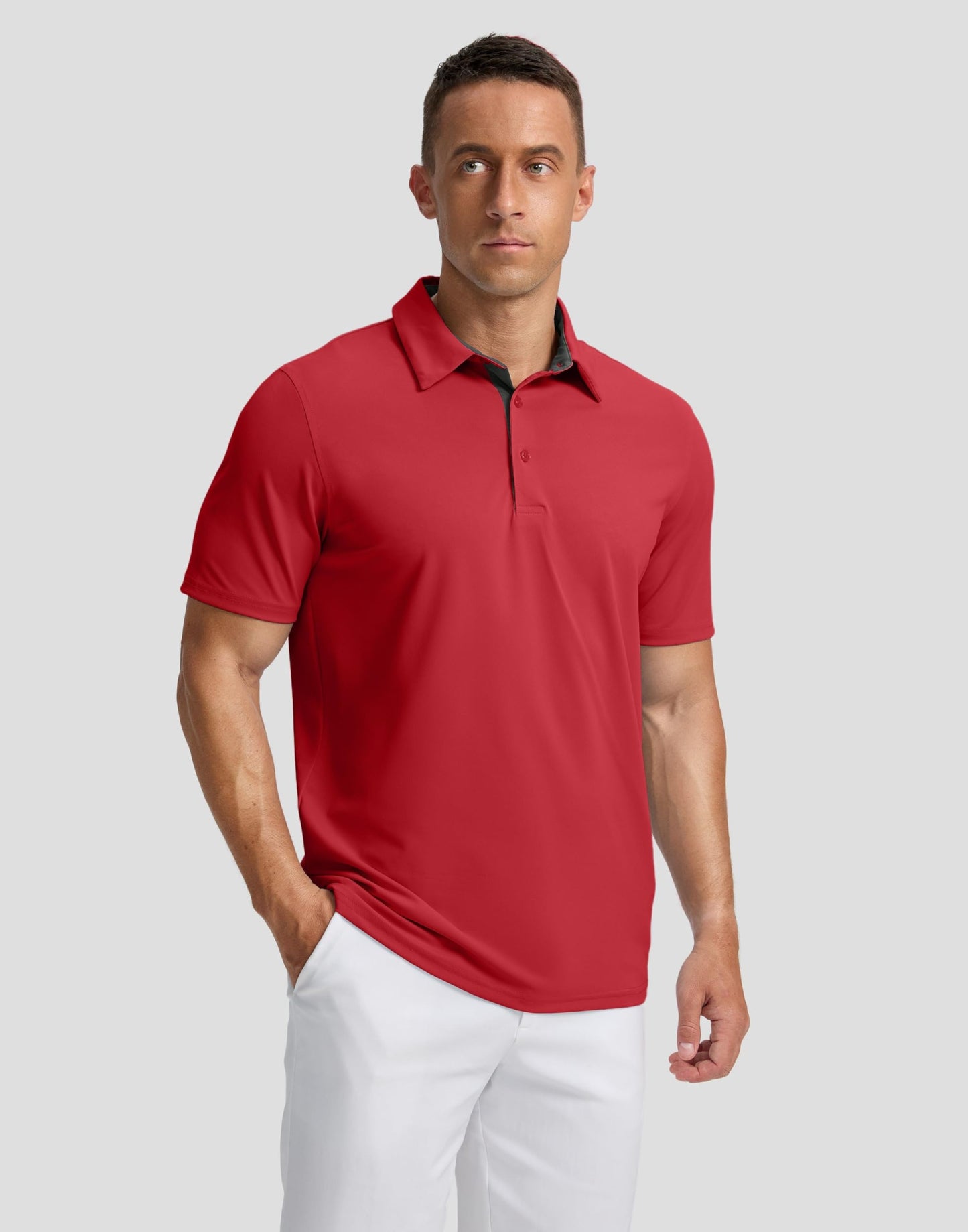 Men's Golf Shirts Dry Fit Moisture Wicking Performance Short Sleeve Collared Polo Shirts for Casual Tennis Bussiness (Dark Red, XXXL)