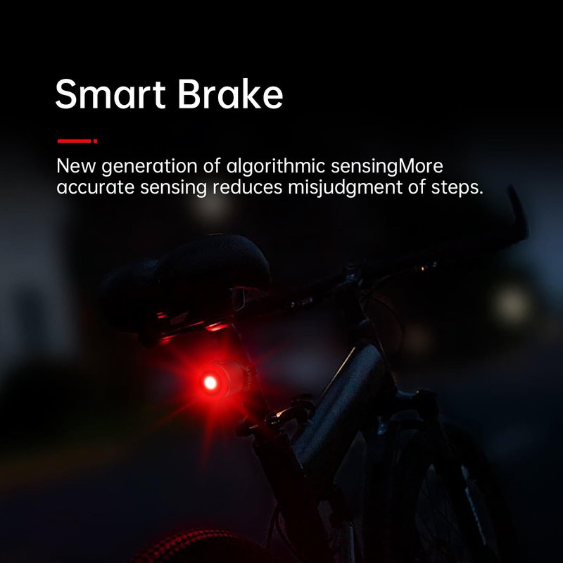 Yinstr Smart Bike Tail Light, Brake Sensing Bicycle Rear Lights, Same Frequency Induction Flicker, 6 Lighting Modes, IPX65 Waterproof, USB-C Rechargeable, Cycling Safety Accessory