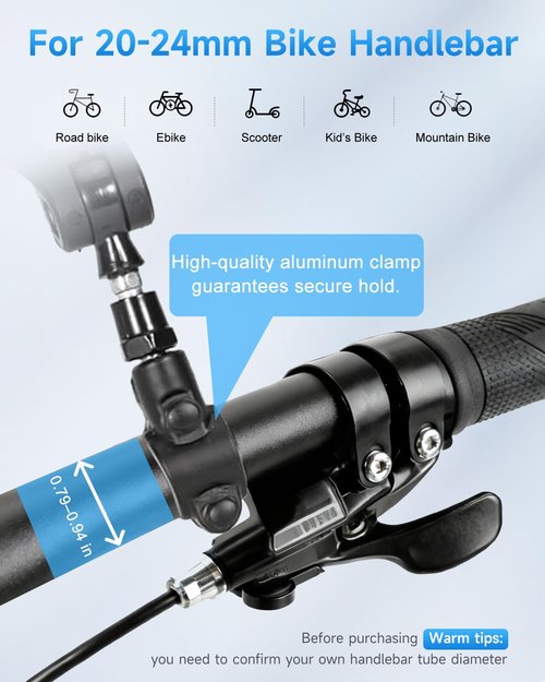 Bike Mirror, Handlebar Bicycle Mirrors, Scratch Resistant HD Glass Lens, 360° Rotatable & Foldable Safe Rearview Bicycle Mirrors, Bike Rear View Mirror for Scooter, Ebike, Bike Accessory(1 Pair)