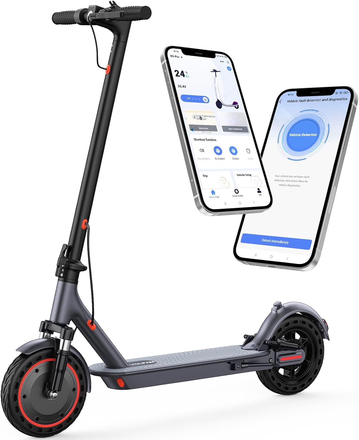 VOLPAM Electric Scooter - 500W Motor, 23-Mile Range, Dual Shock Suspension, 19 MPH Speed, 10" Foldable Design
