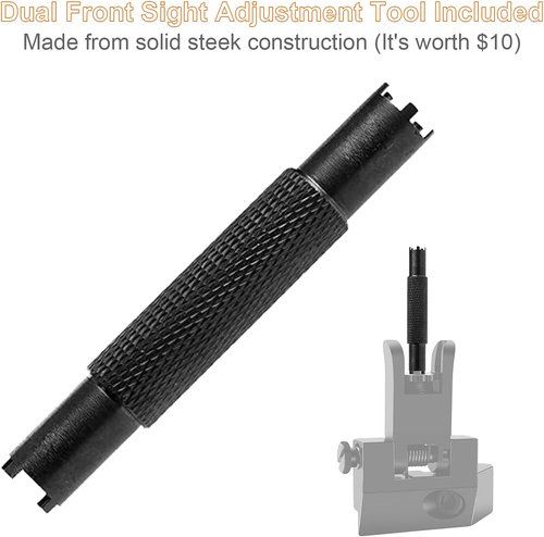Fiber Optics Iron Sights - Low Profile 45 Degree Front & Rear Backup AR Sights | Durable All-Metal Construction with Red & Green Dots