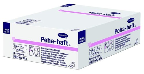 Hartmann 932452 PEHA-Haft Cohesive Conforming Gauze Bandage, 13.5' Length, 1" Width (Pack of 8)