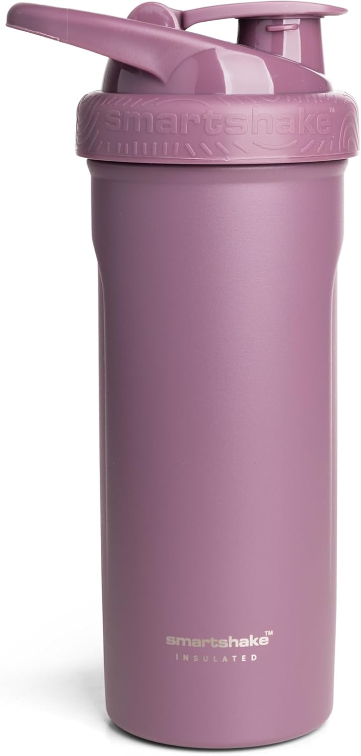 Smartshake Insulated Stainless Steel Blender Shaker Cup - 750ml | Double-Walled, BPA-Free for Protein Mixes & Cold Drinks (Dusty Plum)