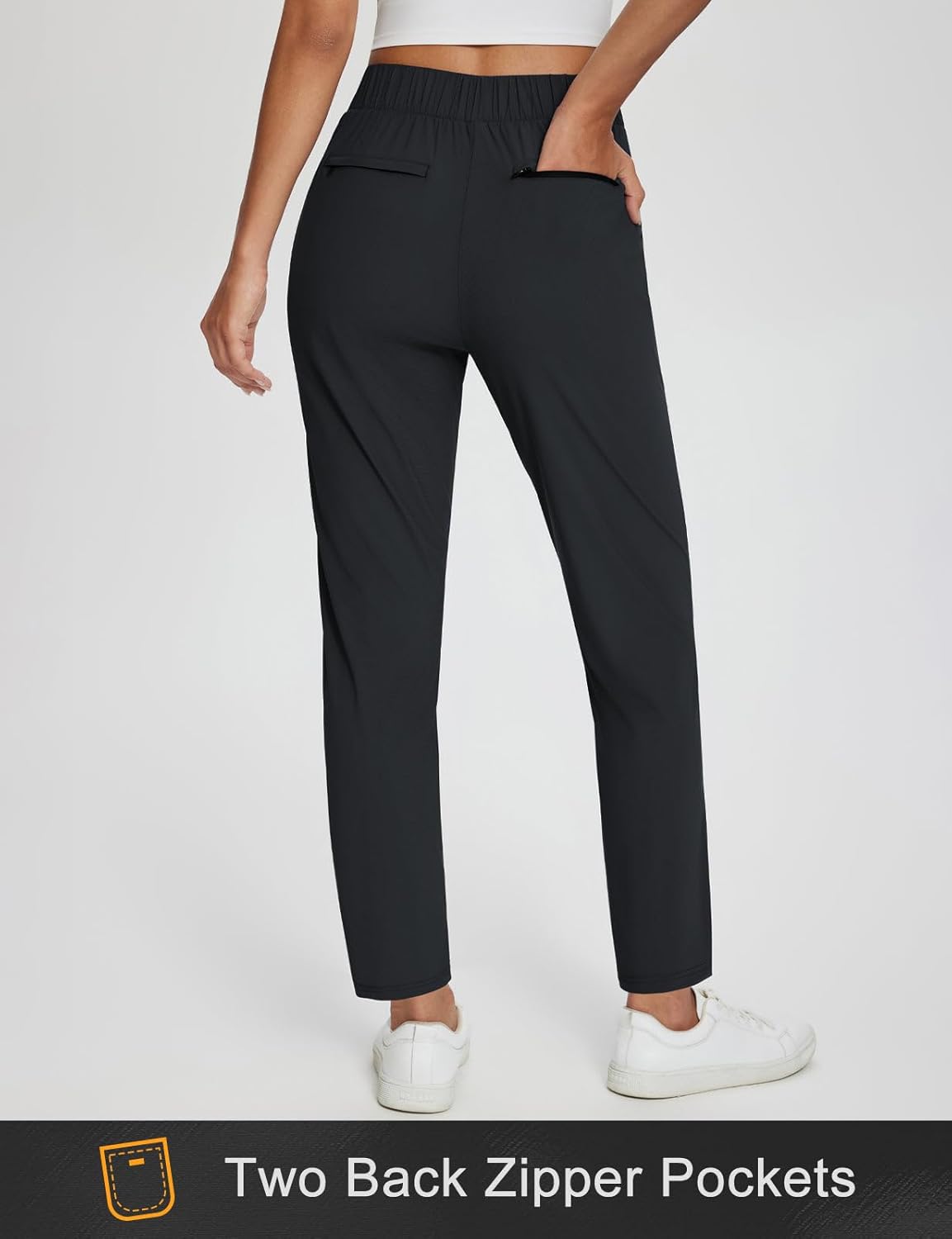 Baleaf Women's Stretch Travel Pants - Dressy Slacks with Zipper Pockets for Work & Golf | Comfortable Fit