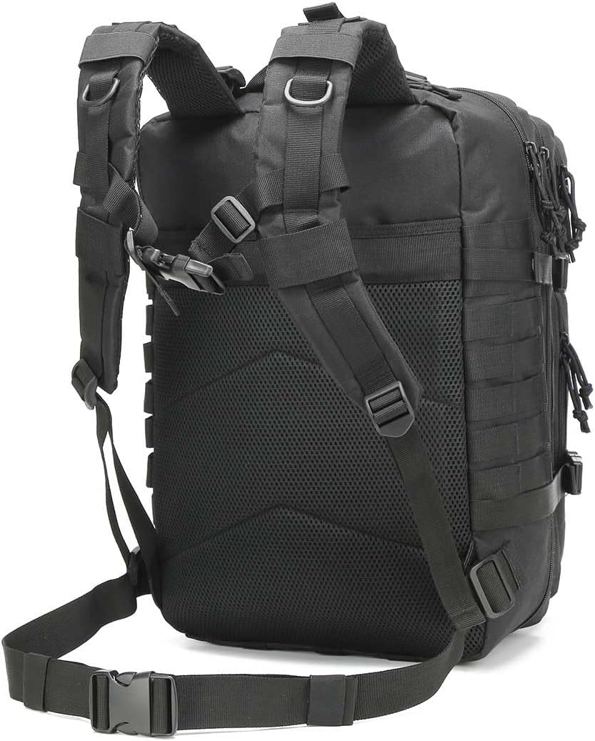 Skiennix Tactical Backpack - 45L Military Gym Bag | Large 3-Day Assault Pack for Camping & Rucking (Black)
