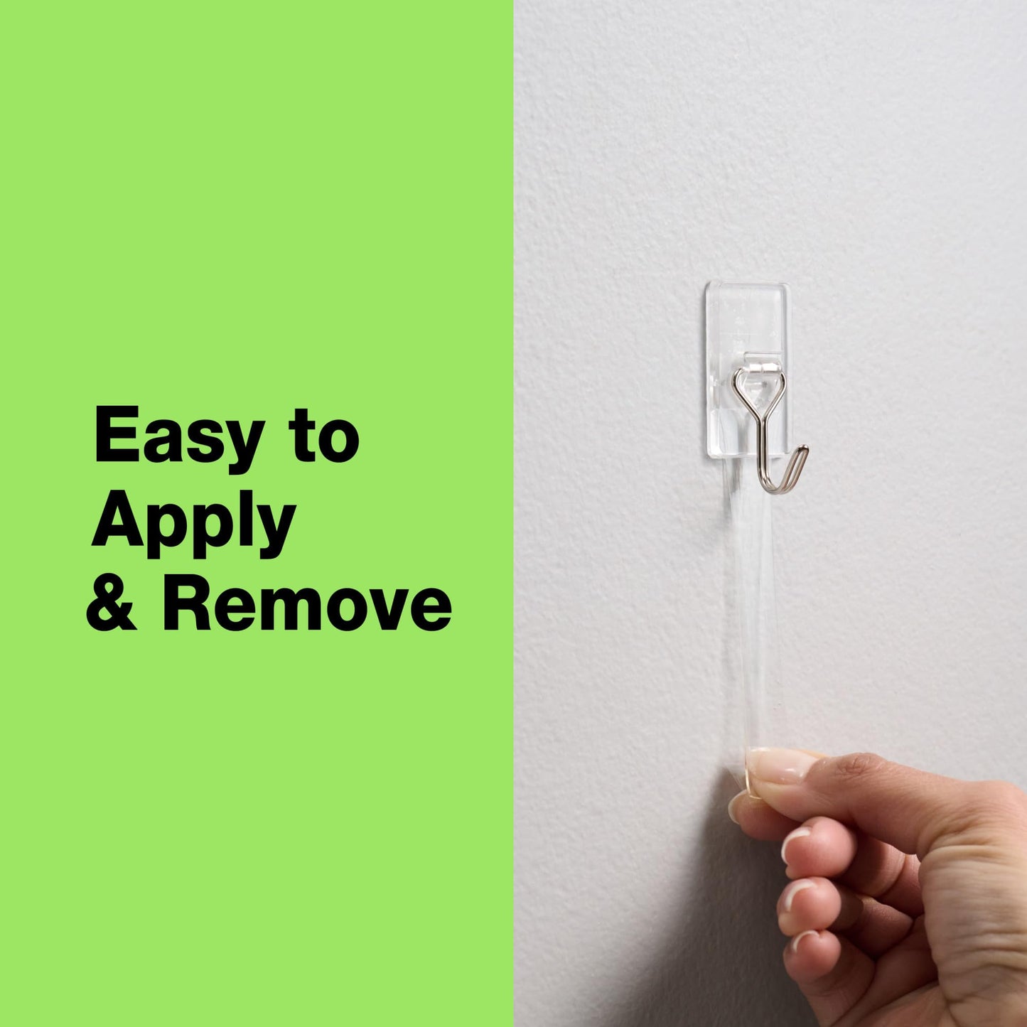 FrogTape reMOVEables Damage Free Adhesive Hook - Removable & Reusable Medium Wire Wall Hooks for Hanging - No Nails- Includes 6 Hooks & 8 Adhesive Strips, Holds up to 2 lbs, Clear (Pack of 6)