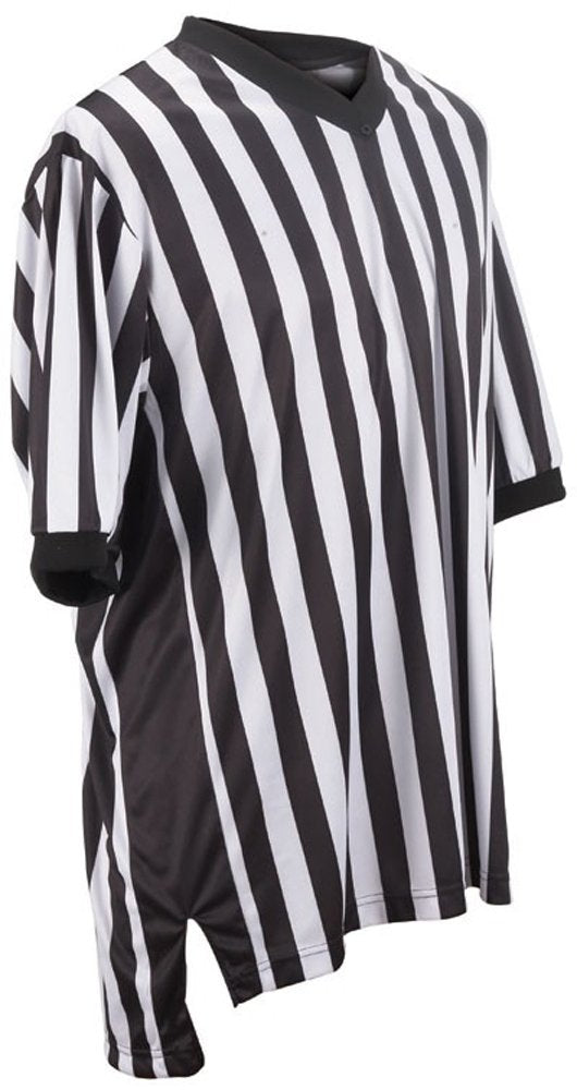 Adams USA Smitty Performance Interlocking Elite Side Panel V-Neck Referee Shirt (Black/White, Large)