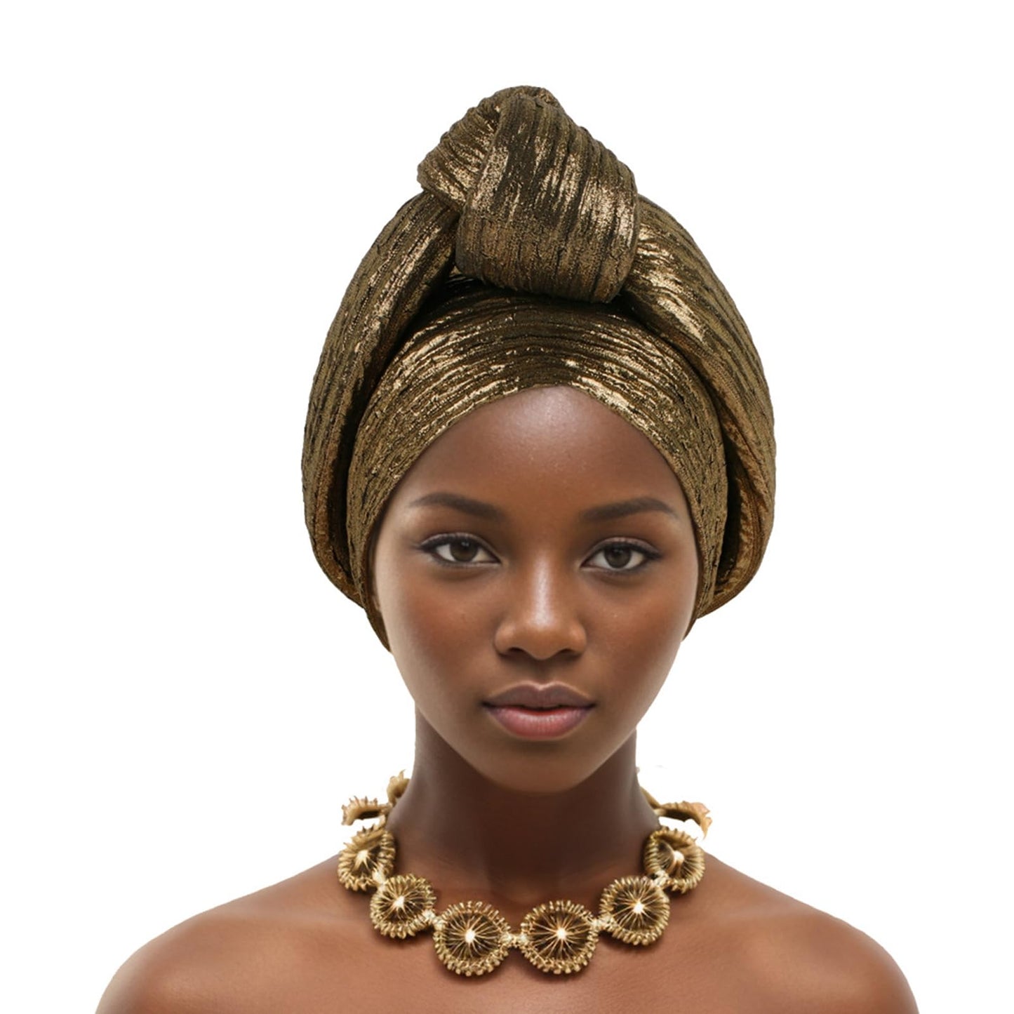African Women Turban Caps Beanie - Knotted Head Wraps for Women Turbantes para Mujer Girl Fashion Hat Gold