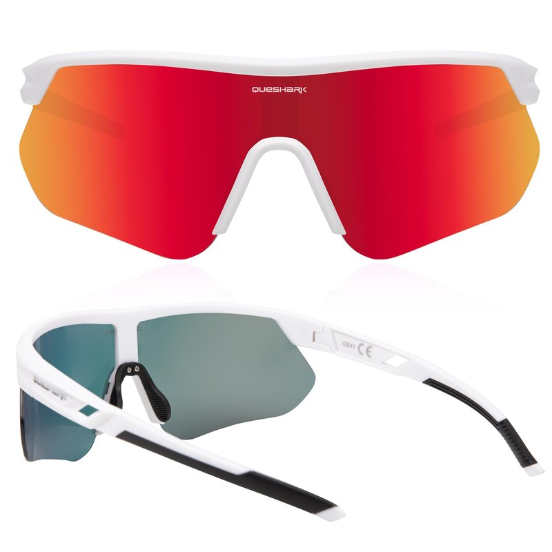 Queshark Cycling Glasses, Running Glasses for Women Men, UV400 Protection, Sports Sunglasses for Cycling Running Baseball