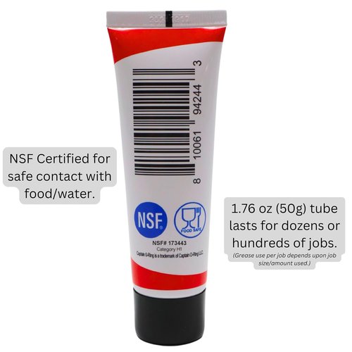 Captain O-Ring Silicone Lubricant Grease - NSF Food Grade for O-Rings & Seals (1.76oz, 50g)