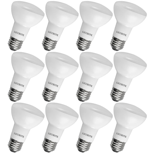 LUXRITE BR20 LED Bulb, 45W Equivalent, 2700K Warm White, Dimmable, 460 Lumens, R20 LED Flood Light Bulb 6.5W, Energy Star, Damp Rated, E26 Base, Perfect for Recessed and Track Lighting (12 Pack)