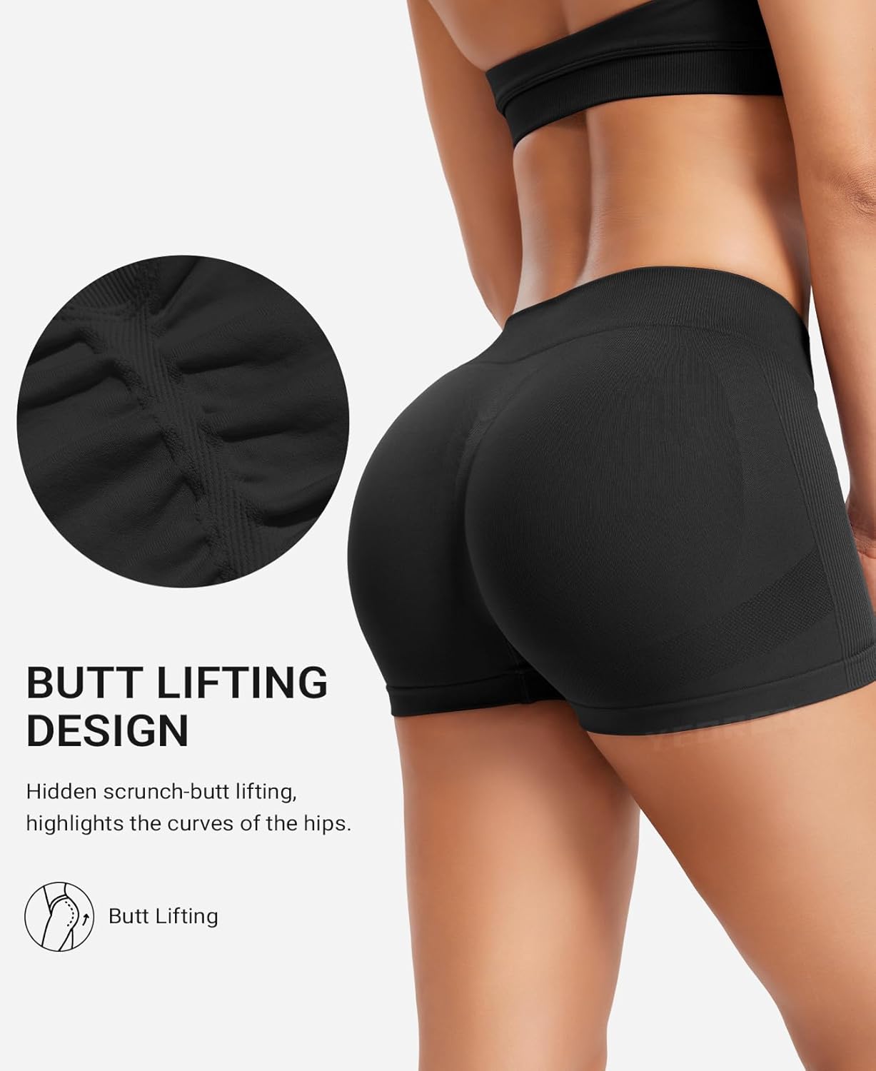 YEOREO Women's Booty Shorts - Low Rise 2.5" Scrunch Design for Gym & Yoga | Spandex Biker Shorts